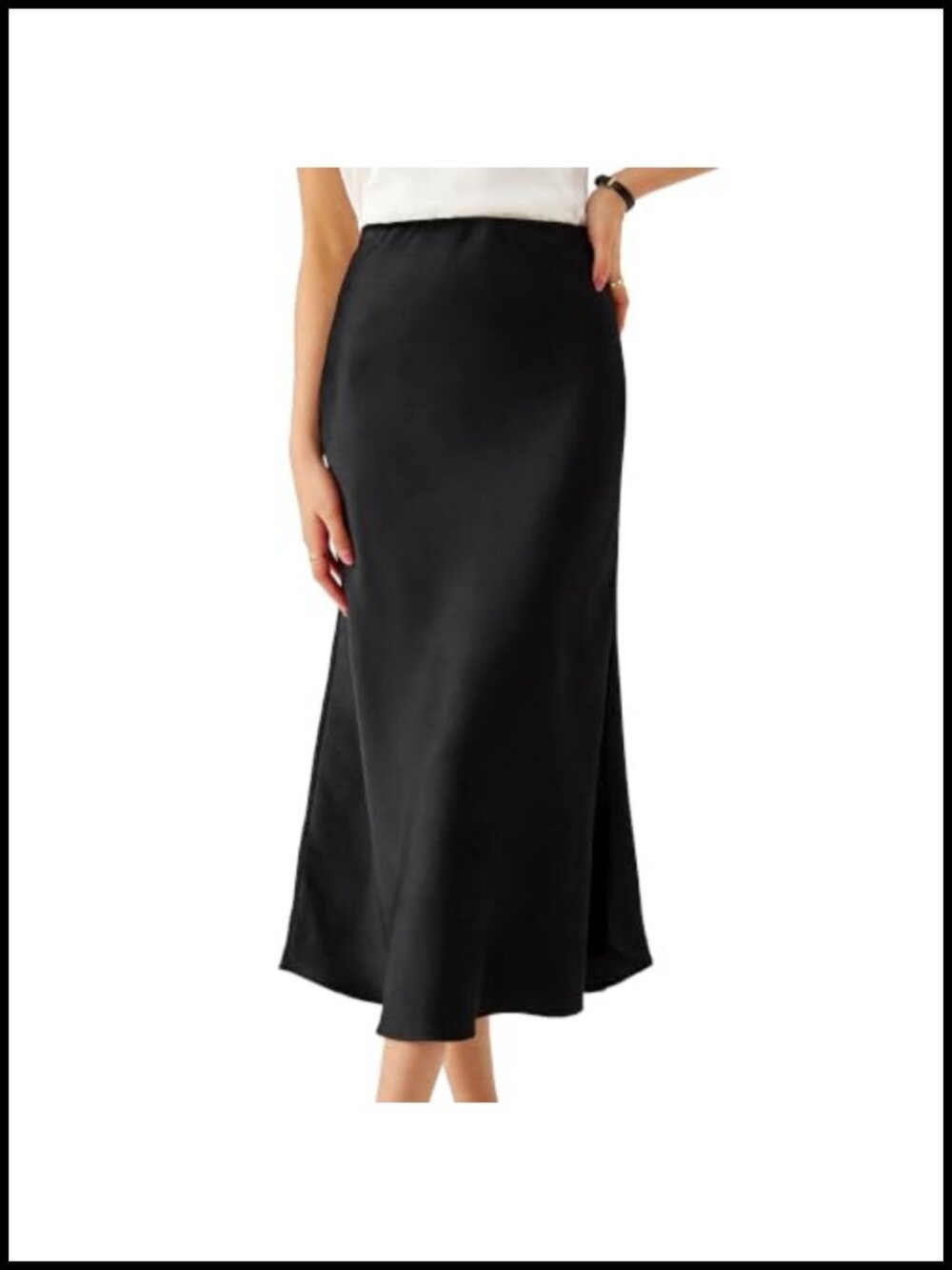 Women High Waist Satin Flowy A-Line Maxi Skirt Party Daily Wear
